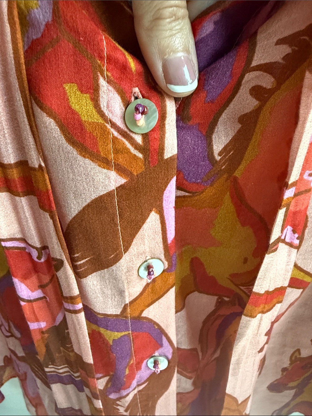 FARM Rio Pink horse print Multi Ruffled Button-Front Blouse - Picture 3 of 8